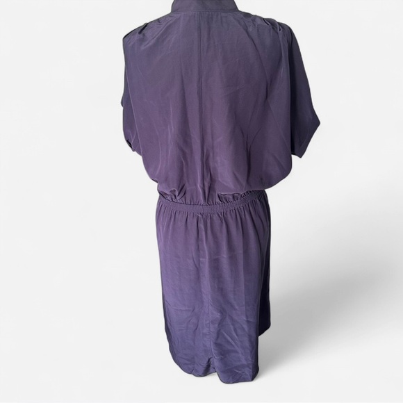 Aritzia Wilfred 100% Silk Faux Wrap Deep Purple Dress with Pockets Feminine Sz M - Picture 3 of 8
